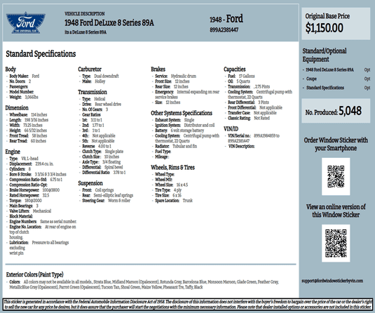 Build Sheet for 1966 Ford Mustang Series